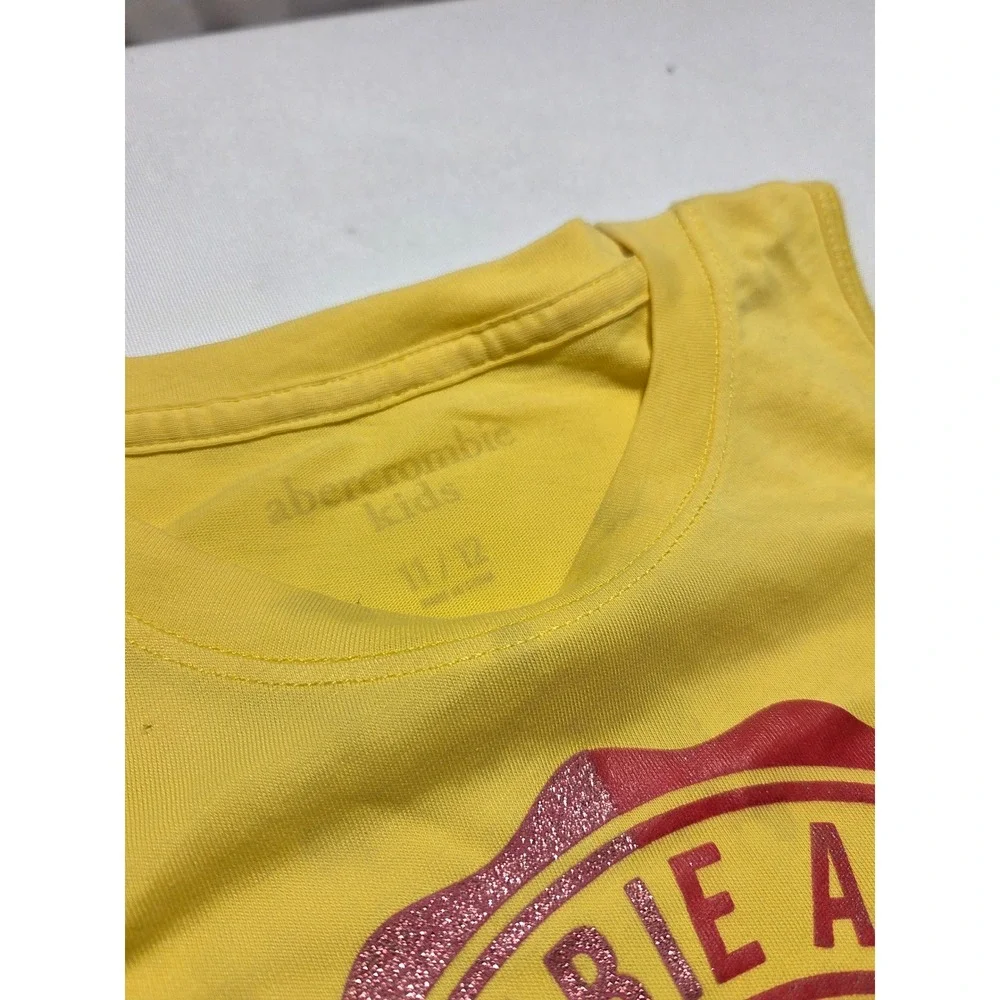 Abercrombie Kids Yellow‎ Tank Top Glitter Logo Front Tie Knot Size 11/12